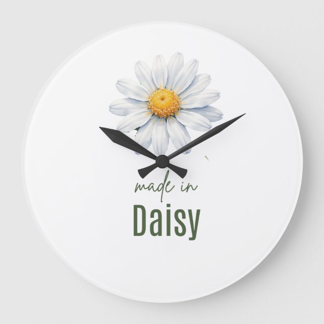 April Daisy Birth Flower Watercolor Wall Clock (Front)