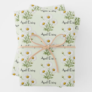 April Daisy Flowers Wrapping Paper Sheet