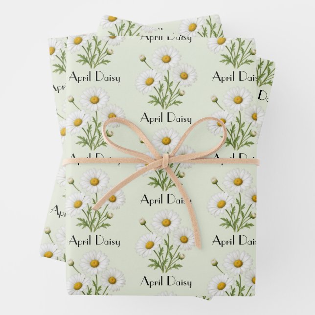 April Daisy Flowers Wrapping Paper Sheet (In situ)