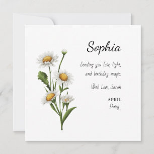 April Daisy Personalized Birthday Card