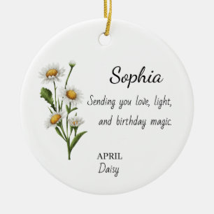April Daisy Personalized Birthday Ceramic Ornament