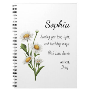 April Daisy Personalized Birthday Notebook