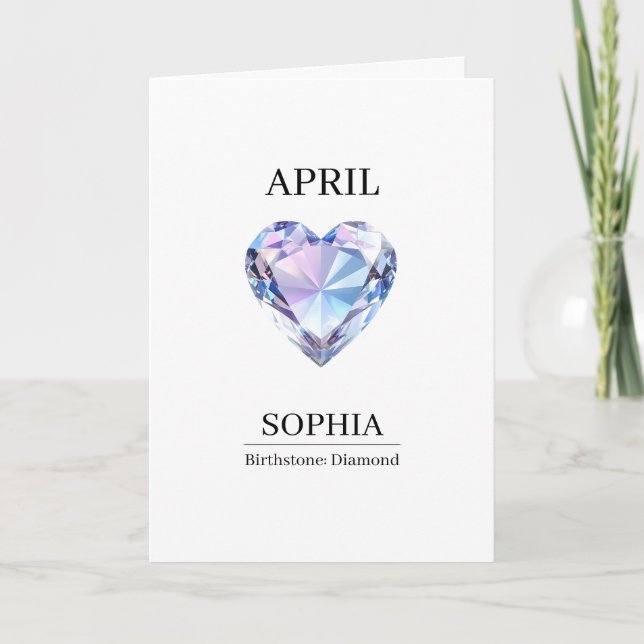 April Diamond Personalized Birthday Card (Front)