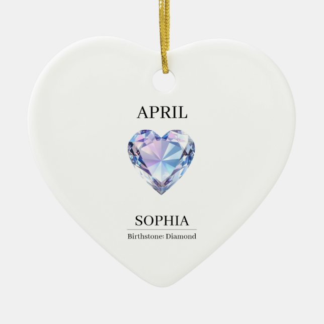 April Diamond Personalized Birthday Ceramic Ornament (Front)
