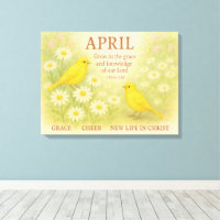 April Floral Christian Birthday Yellow Bird Bible