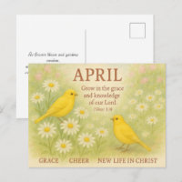 April Floral Christian Birthday Yellow Bird Bible