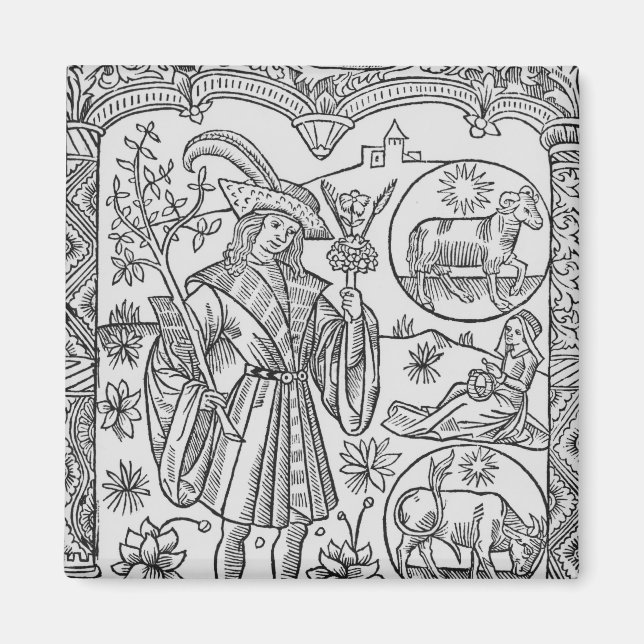 April, flowers, Aries Magnet (Front)