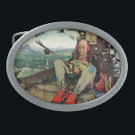 April Fool, 1945 Belt Buckle<br><div class="desc">Artist: Norman Rockwell | The second in a series of 3 painted by Norman Rockwell in honour of April Fool's Day. This is more than a man sitting by a tree. Can you find the many comical errors in the illustration?</div>