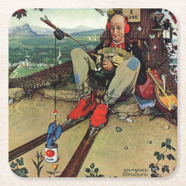 April Fool, 1945 Square Paper Coaster (Front)