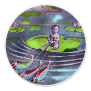 April Fool Vintage French Postcard Ceramic Knob