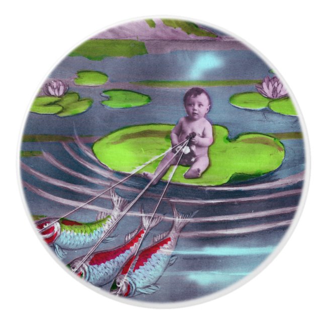 April Fool Vintage French Postcard  Ceramic Knob (Front)