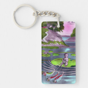 April Fool Vintage French Postcard  Keychain