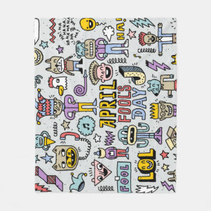 April Fools: Colorful Doodle Set. Fleece Blanket