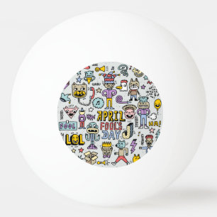 April Fools: Colorful Doodle Set. Ping Pong Ball