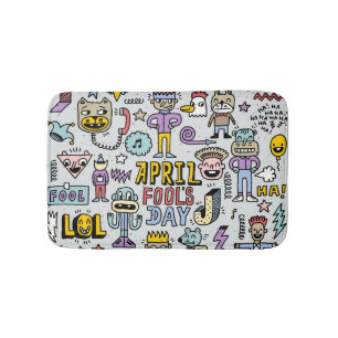 April Fools: Colourful Doodle Set. Bath Mat