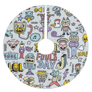 April Fools: Colourful Doodle Set. Brushed Polyester Tree Skirt