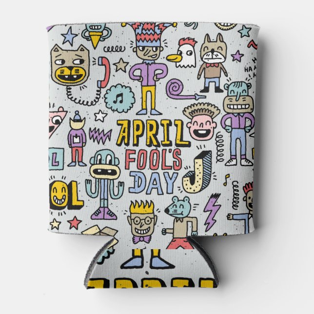 April Fools: Colourful Doodle Set. Can Cooler (Front)