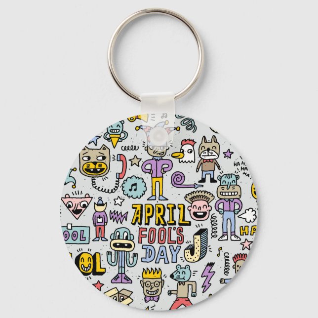 April Fools: Colourful Doodle Set. Keychain (Front)