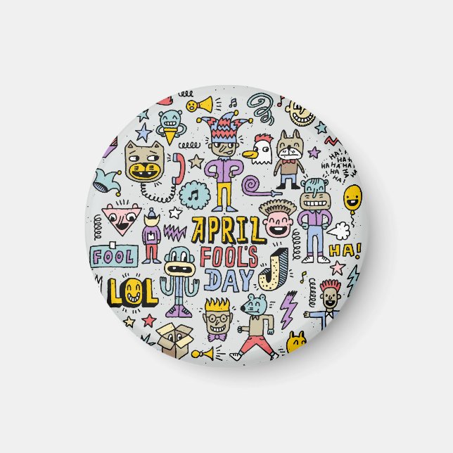 April Fools: Colourful Doodle Set. Magnet (Front)