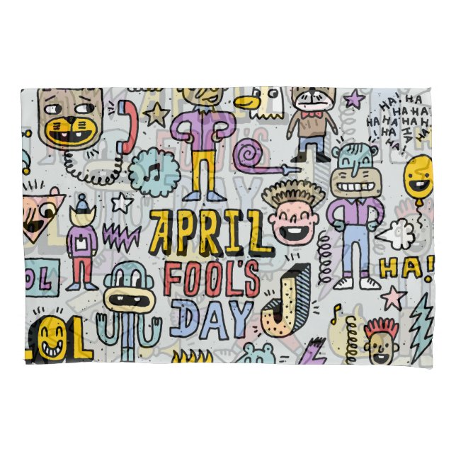 April Fools: Colourful Doodle Set. Pillowcase (Front)