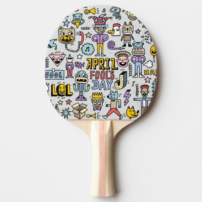 April Fools: Colourful Doodle Set. Ping Pong Paddle (Front)