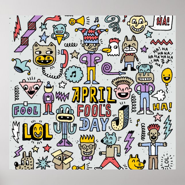 April Fools: Colourful Doodle Set. Poster (Front)