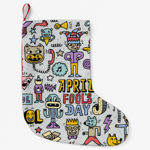 April Fools: Colourful Doodle Set. Small Christmas Stocking