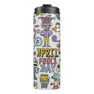 April Fools: Colourful Doodle Set. Thermal Tumbler