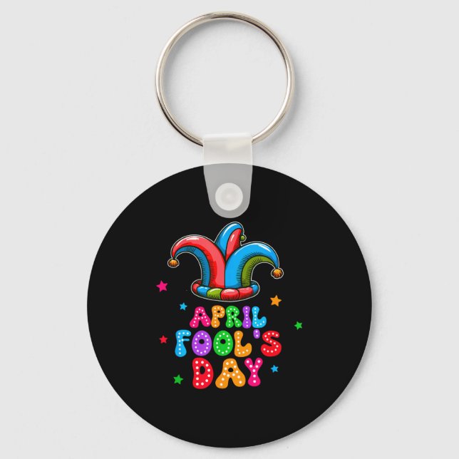 April Fool's Day April 1st Prank Joke Funny Gift  Keychain (Front)