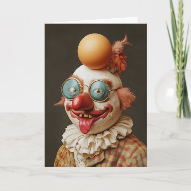 April Fools Day Clown Holiday Card (Front)
