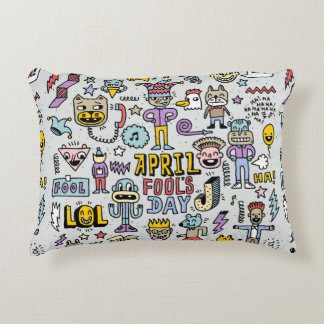 April fools day funny doodle colorful set 1. Vinta Accent Pillow