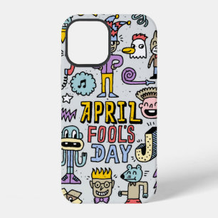 April fools day funny doodle colourful set 1. Vint iPhone 12 Case