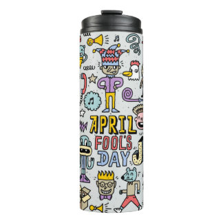 April fools day funny doodle colourful set 1. Vint Thermal Tumbler