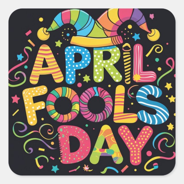 April fools jokes square sticker (Front)