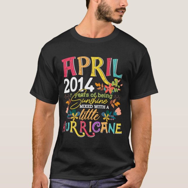 April Girls 2014 Funny 7th Birthday 7 Years Old Bi T-Shirt (Front)