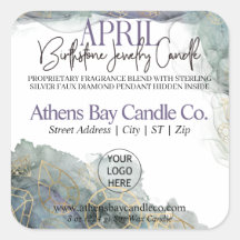 April Hidden Jewellery Candle Product Label