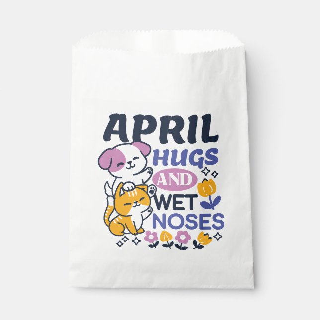 April Hugs and Wet Noses – Cute Dog and Cat Art Favour Bag (Front)