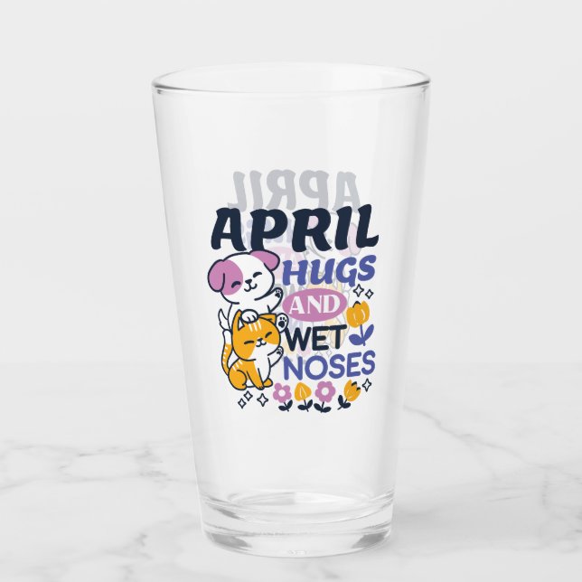 April Hugs and Wet Noses – Cute Dog and Cat Art Glass (Front)