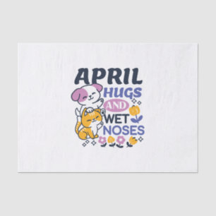 April Hugs and Wet Noses – Cute Dog and Cat Art Tissue Paper