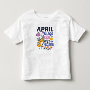 April Hugs and Wet Noses – Cute Dog and Cat Art Toddler T-shirt