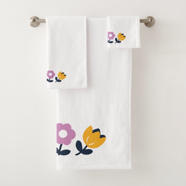 April Hugs and Wet Noses – Floral Part Bath Towel Set (Insitu)