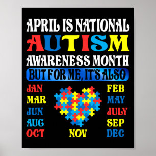 April Is National Autism Awareness Month Kids Boy Poster