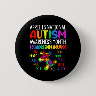 April is National Autism Awareness Month Kids Boys 2 Inch Round Button