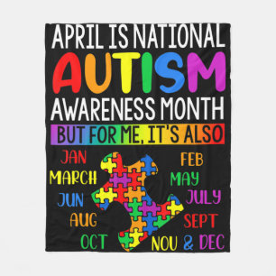 April is National Autism Awareness Month Kids Boys Fleece Blanket