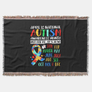 April is National Autism Awareness Month Throw Blanket