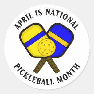 April is National Pickleball Month Classic Round Sticker