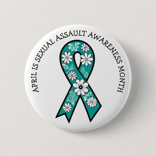 April is Sexual Assault Awareness Month   Teal 2 Inch Round Button