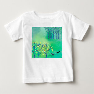 April Modern Green Landscape Nature Painting Baby T-Shirt