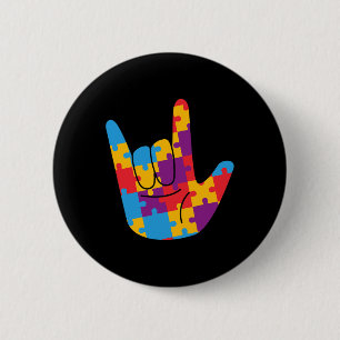 April National Autism Awareness Month ASL Love Sig 2 Inch Round Button