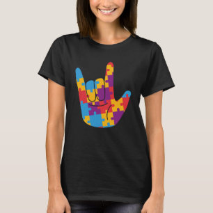 April National Autism Awareness Month ASL Love Sig T-Shirt